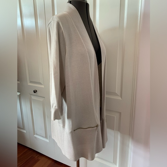 Magaschoni Women’s Sweater Cardigan Mid Length in Beige/Cream Size XL - Picture 4 of 6